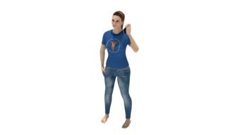 woman in jeans with a phone