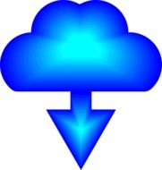 blue icon of downloading cloud