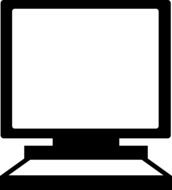 Desktop Computer, black and white Icon