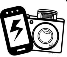smartphone with flash on display in front of Camera, Mobile photography, Icon