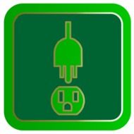 drawn rosette with plug on green icon