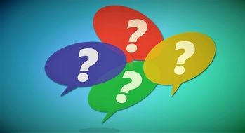 question marks on colorful balloons