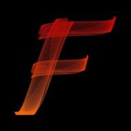 letter "F" in fiery style
