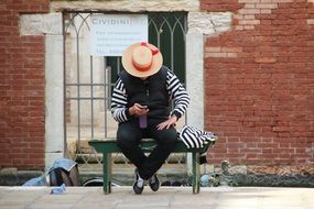 gondolier with Mobile Phone