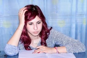 girl at studying