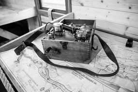 vintage box Phone on Map in Museum