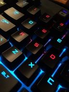 black keyboard in colorful backlight