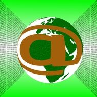 "@" sign on a green globe