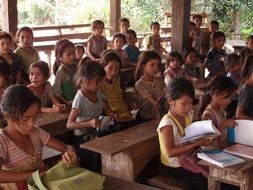 young students in the village school