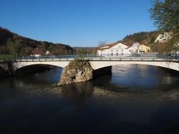 river and bridge in old village