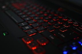 Laptop keyboard glows red