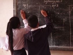 schoolchildren in classroom in laos