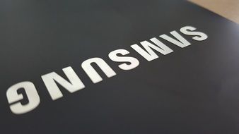 Samsung on a black background