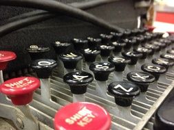 black and red typewriter keys
