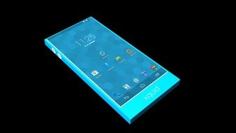 blue mobile phone on black background