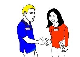 drawing of greeting people