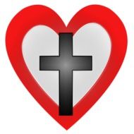 black cross in heart