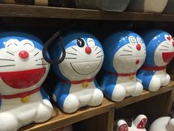 blue cats, japanese Toys on shelf