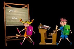 graphic image of pupils in class on black background