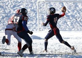 the game of American football in winter, canada, british columbia