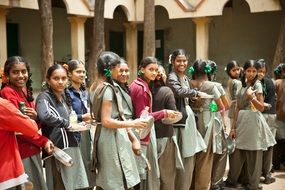 School Children are waiting for lunch