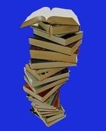 pile of books on the blue background