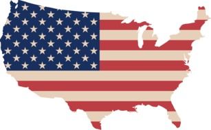 america flag on map