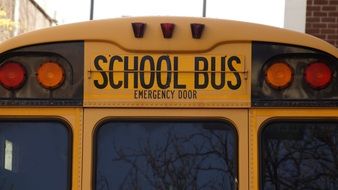 yellow school bus close up