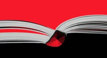 open book on red background