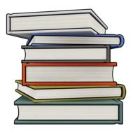 drawing of a stack of books on a white background