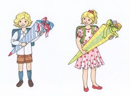 children go to school drawing