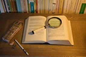 History book and pencil on the table