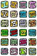 Colorful Roman numbers clipart