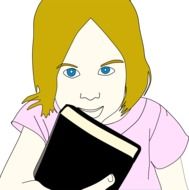young girl with black book