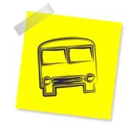 School Bus drawing on yellow sticker