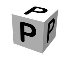 letter p on a white cube