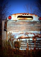 wrecked truck in the garage