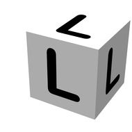 letter L on a white cube