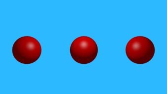 three red balls on blue background