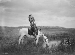 Indo-American on a white horse in black and white background