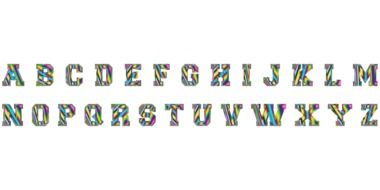 Multicolored letters of the English alphabet on a white background