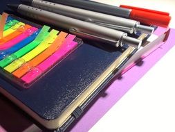 multicolored school supplies at the beginning of the year