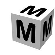 letter M on a white cube