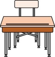 student desk with chair, illustration