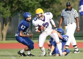 leading a team of American football at the stadium