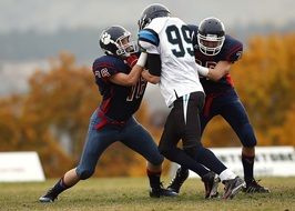 youth team of American football on the lawn