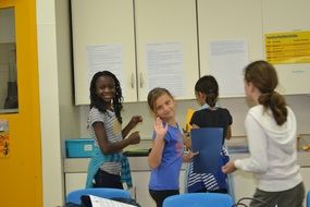 Child girls in Classroom