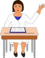 girl is sitting at desk clipart