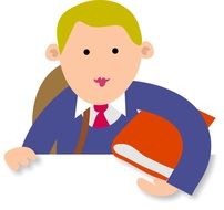 cartooned schoolboy like drawing