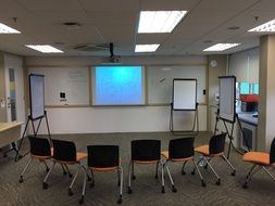Classroom with Chairs and boards